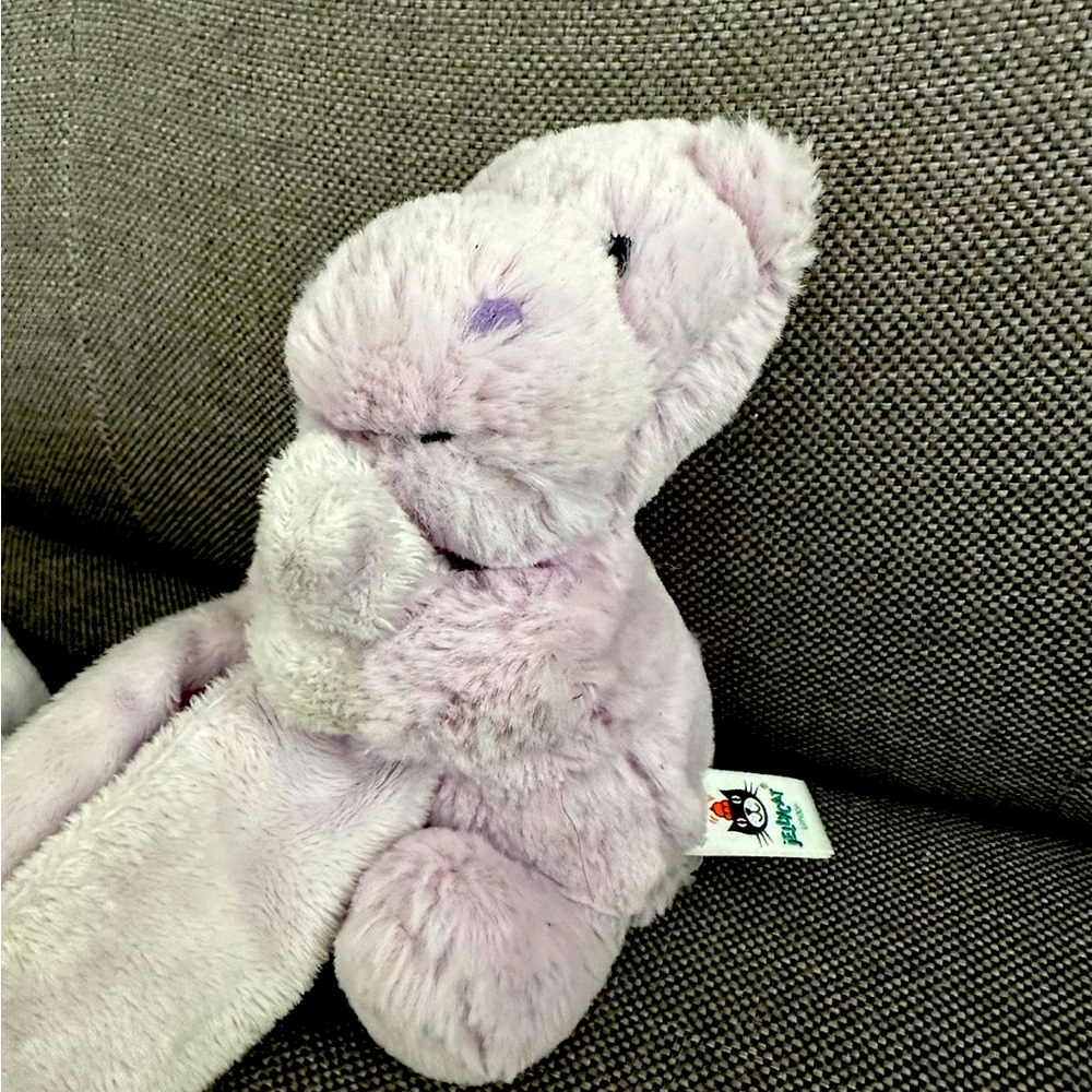 Jellycat Bashful Hippo Hippopotamus Lovey Security Blanket Plush Fleece Purple